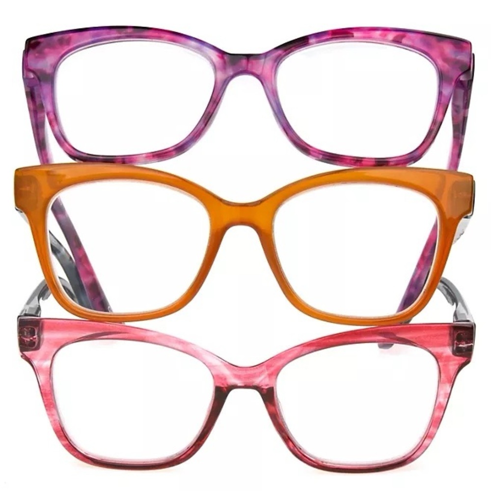 3 Pairs OPTIQUE Limited Collection Butterfly Reading Glasses +2.00 NWT